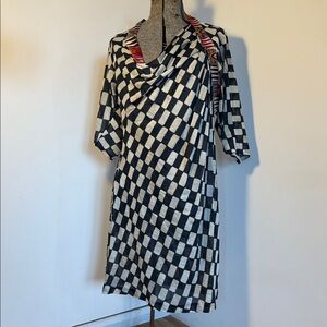 Dries Van Noten Blue and White Checkered Ethnic Dress